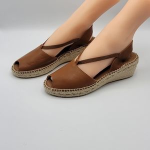 Andre' Assous Dainty Leather Espadrille Wedge Sand